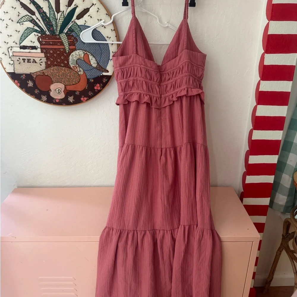 En Saison Pink Tiered Smock Summer Dress Large - Picture 4 of 5
